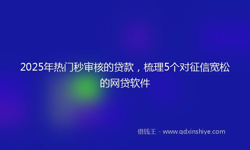 2025年热门秒审核的贷款，梳理5个对征信宽松的网贷软件