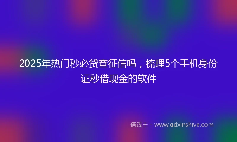 2025年热门秒必贷查征信吗，梳理5个手机身份证秒借现金的软件