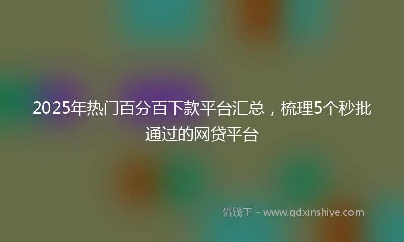 2025年热门百分百下款平台汇总，梳理5个秒批通过的网贷平台