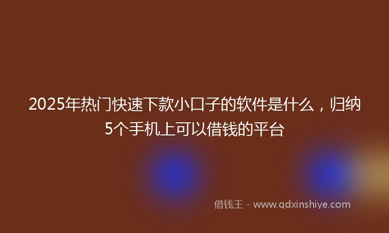 2025年热门快速下款小口子的软件是什么，归纳5个手机上可以借钱的平台