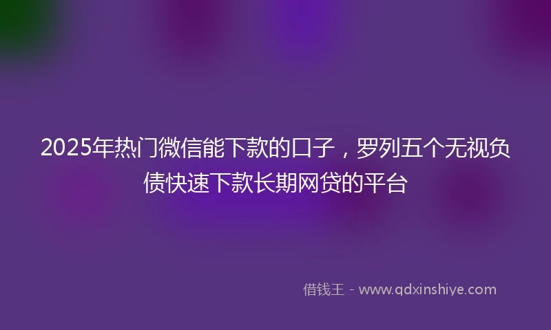 2025年热门微信能下款的口子，罗列五个无视负债快速下款长期网贷的平台
