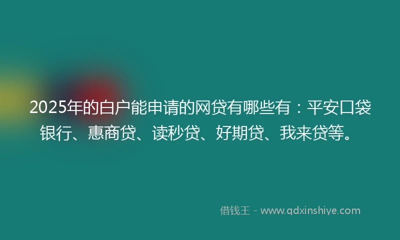 2025年的白户能申请的网贷有哪些有：平安口袋银行、惠商贷、读秒贷、好期贷、我来贷等。