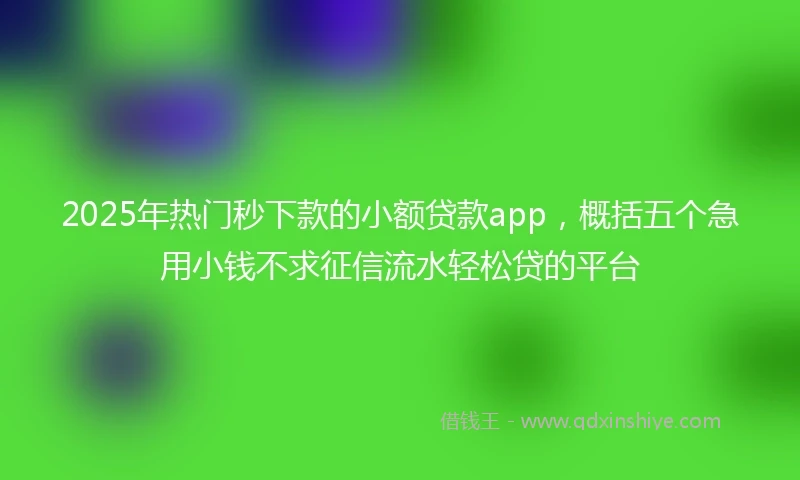 2025年热门秒下款的小额贷款app，概括五个急用小钱不求征信流水轻松贷的平台