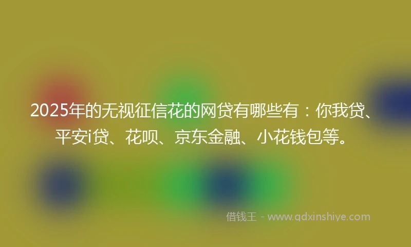 2025年的无视征信花的网贷有哪些有：你我贷、平安i贷、花呗、京东金融、小花钱包等。