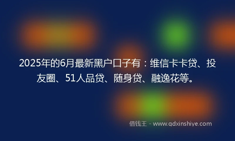 2025年的6月最新黑户口子有：维信卡卡贷、投友圈、51人品贷、随身贷、融逸花等。