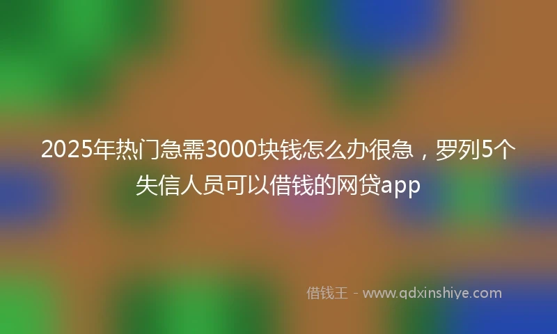 2025年热门急需3000块钱怎么办很急，罗列5个失信人员可以借钱的网贷app