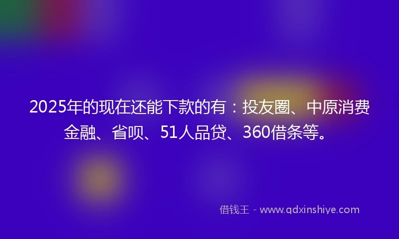 2025年的现在还能下款的有：投友圈、中原消费金融、省呗、51人品贷、360借条等。