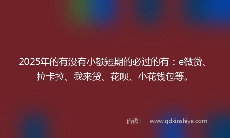 2025年的有没有小额短期的必过的有：e微贷、拉卡拉、我来贷、花呗、小花钱包等。