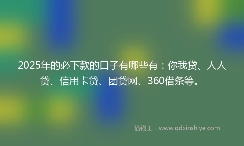 2025年的必下款的口子有哪些有：你我贷、人人贷、信用卡贷、团贷网、360借条等。