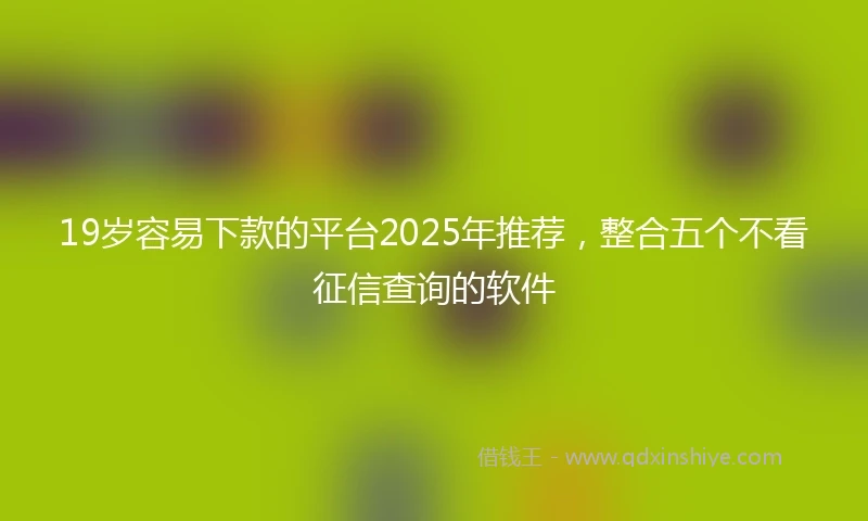 19岁容易下款的平台2025年推荐，整合五个不看征信查询的软件