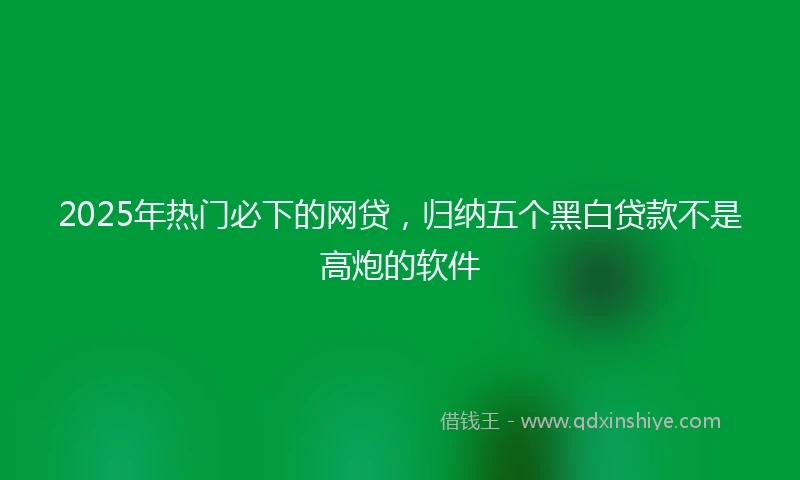2025年热门必下的网贷，归纳五个黑白贷款不是高炮的软件