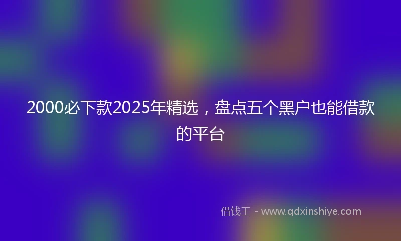 2000必下款2025年精选，盘点五个黑户也能借款的平台
