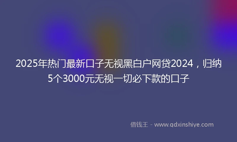 2025年热门最新口子无视黑白户网贷2024，归纳5个3000元无视一切必下款的口子