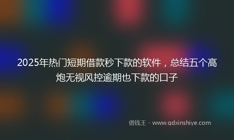 2025年热门短期借款秒下款的软件，总结五个高炮无视风控逾期也下款的口子