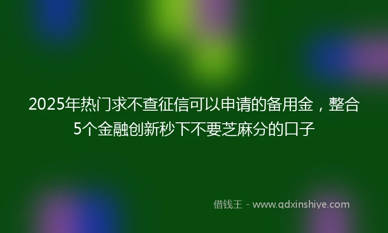 2025年热门求不查征信可以申请的备用金，整合5个金融创新秒下不要芝麻分的口子