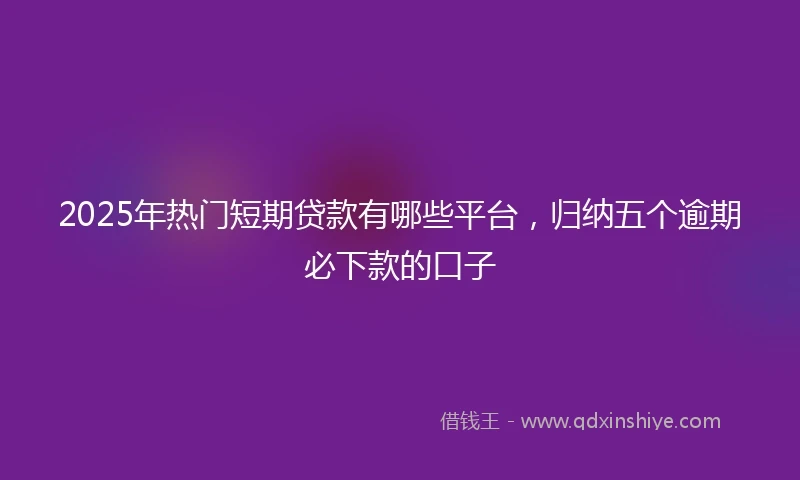 2025年热门短期贷款有哪些平台,归纳五个逾期必下款的口子