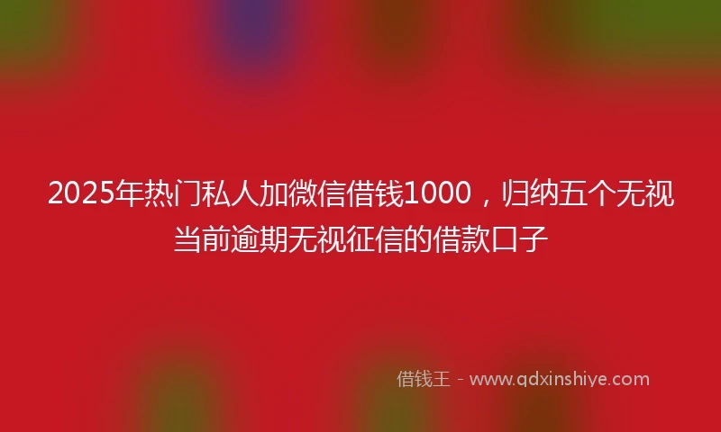 2025年热门私人加微信借钱1000，归纳五个无视当前逾期无视征信的借款口子