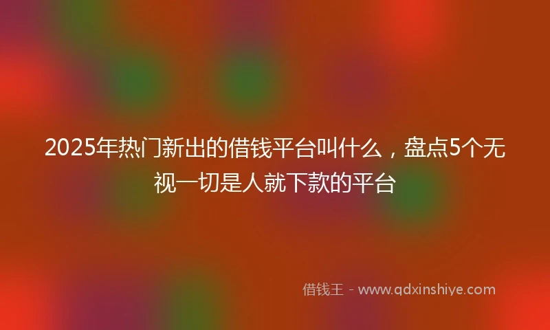 2025年热门新出的借钱平台叫什么，盘点5个无视一切是人就下款的平台