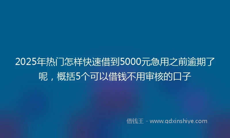 2025年热门怎样快速借到5000元急用之前逾期了呢，概括5个可以借钱不用审核的口子