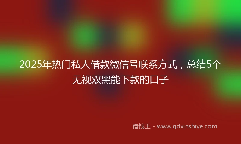 2025年热门私人借款微信号联系方式,总结5个无视双黑能下款的口子