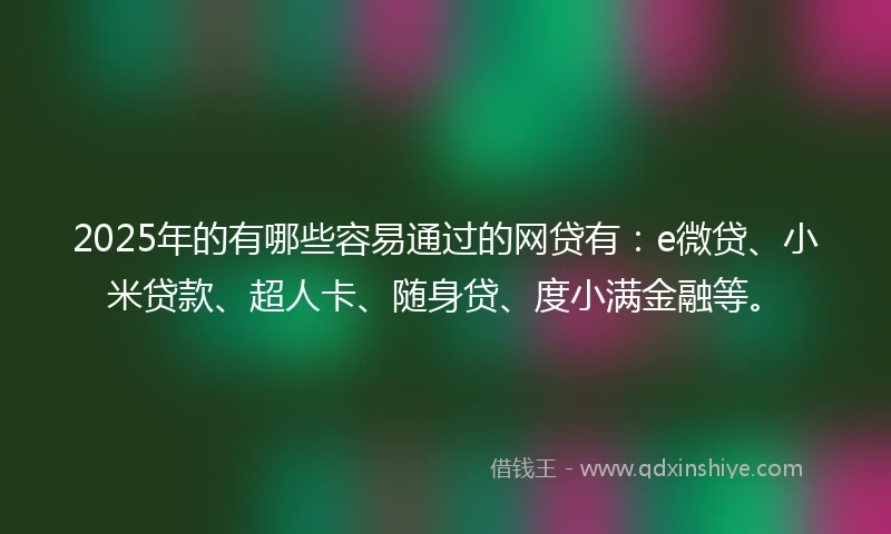 2025年的有哪些容易通过的网贷有：e微贷、小米贷款、超人卡、随身贷、度小满金融等。