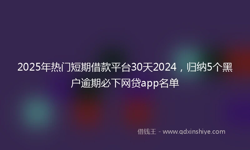 2025年热门短期借款平台30天2024，归纳5个黑户逾期必下网贷app名单