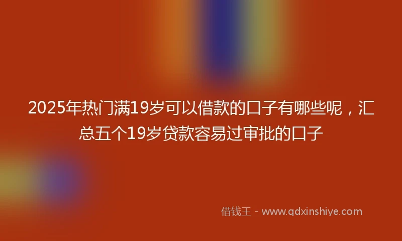2025年热门满19岁可以借款的口子有哪些呢，汇总五个19岁贷款容易过审批的口子