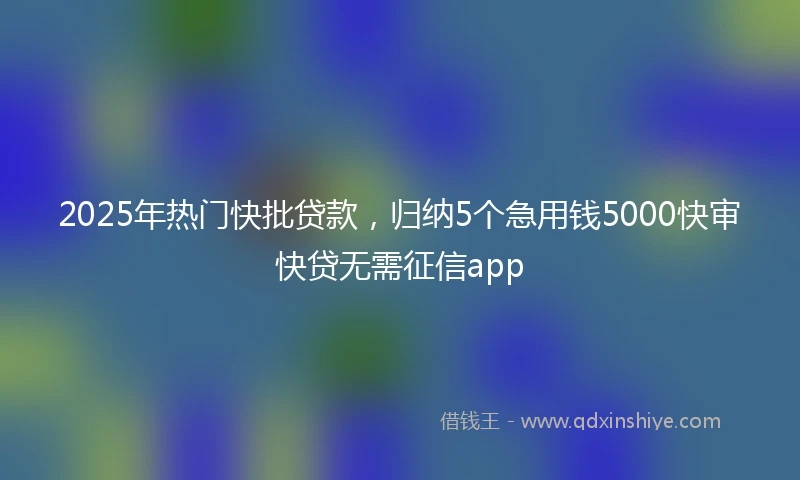 2025年热门快批贷款，归纳5个急用钱5000快审快贷无需征信app