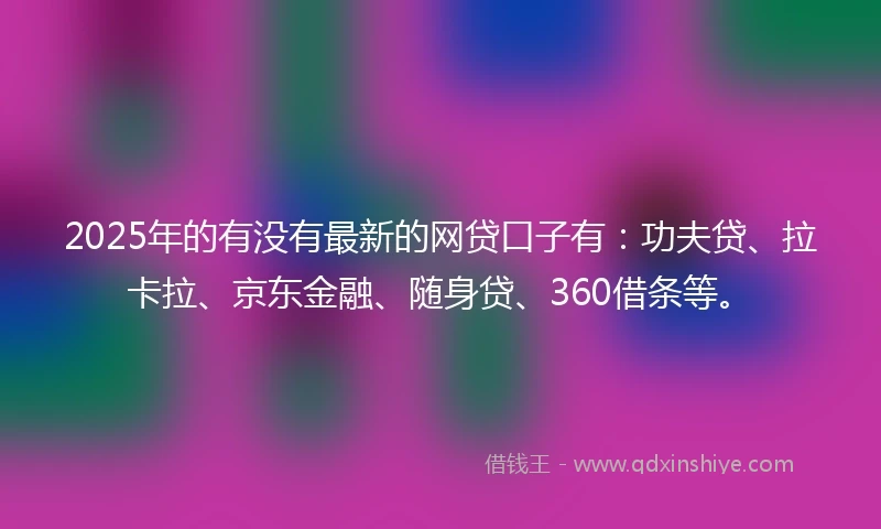 2025年的有没有最新的网贷口子有：功夫贷、拉卡拉、京东金融、随身贷、360借条等。
