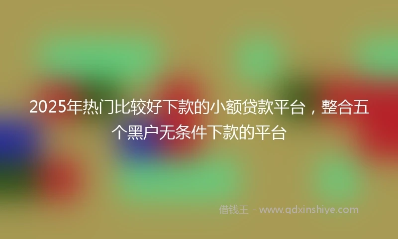 2025年热门比较好下款的小额贷款平台，整合五个黑户无条件下款的平台