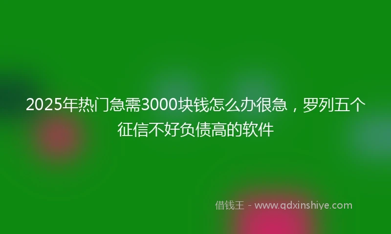 2025年热门急需3000块钱怎么办很急，罗列五个征信不好负债高的软件