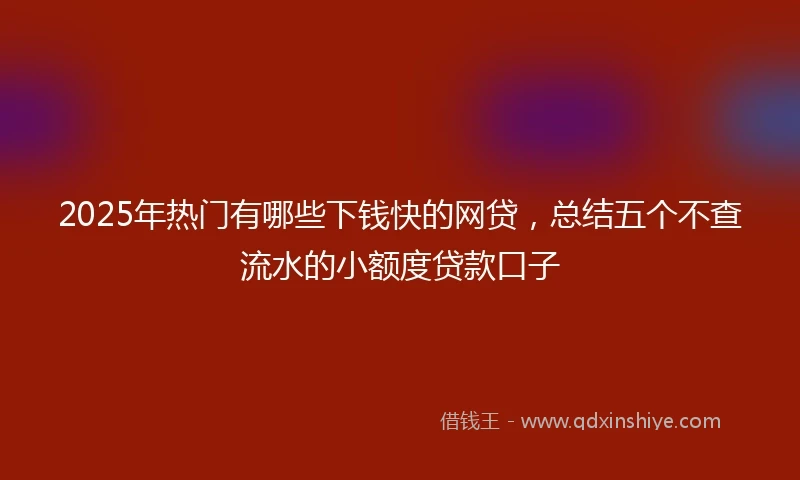 2025年热门有哪些下钱快的网贷，总结五个不查流水的小额度贷款口子