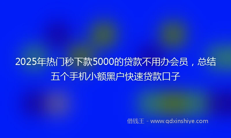 2025年热门秒下款5000的贷款不用办会员，总结五个手机小额黑户快速贷款口子