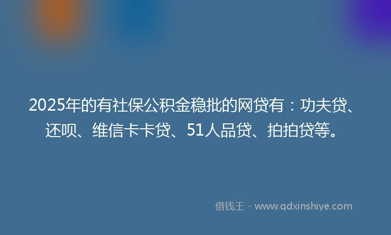 2025年的有社保公积金稳批的网贷有：功夫贷、还呗、维信卡卡贷、51人品贷、拍拍贷等。