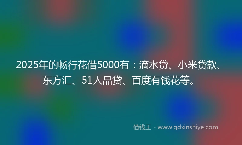2025年的畅行花借5000有：滴水贷、小米贷款、东方汇、51人品贷、百度有钱花等。