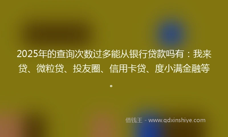2025年的查询次数过多能从银行贷款吗有：我来贷、微粒贷、投友圈、信用卡贷、度小满金融等。