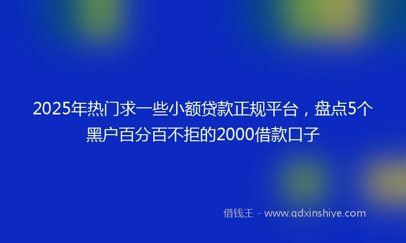 2025年热门求一些小额贷款正规平台，盘点5个黑户百分百不拒的2000借款口子