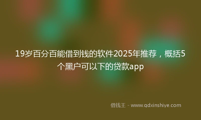 19岁百分百能借到钱的软件2025年推荐，概括5个黑户可以下的贷款app