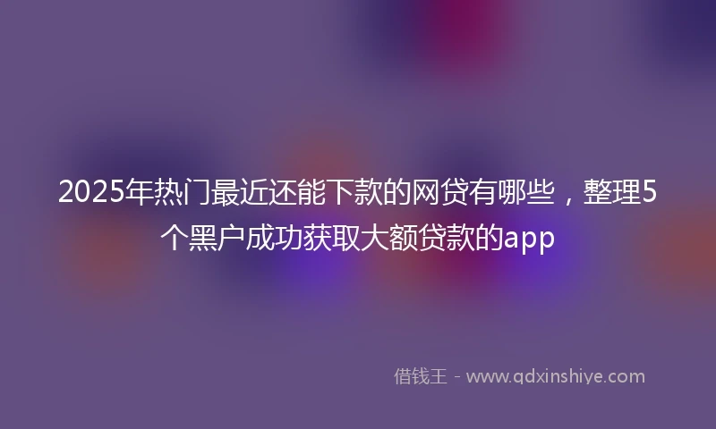 2025年热门最近还能下款的网贷有哪些，整理5个黑户成功获取大额贷款的app