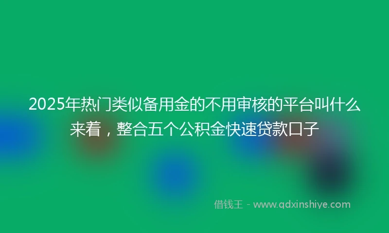 2025年热门类似备用金的不用审核的平台叫什么来着，整合五个公积金快速贷款口子
