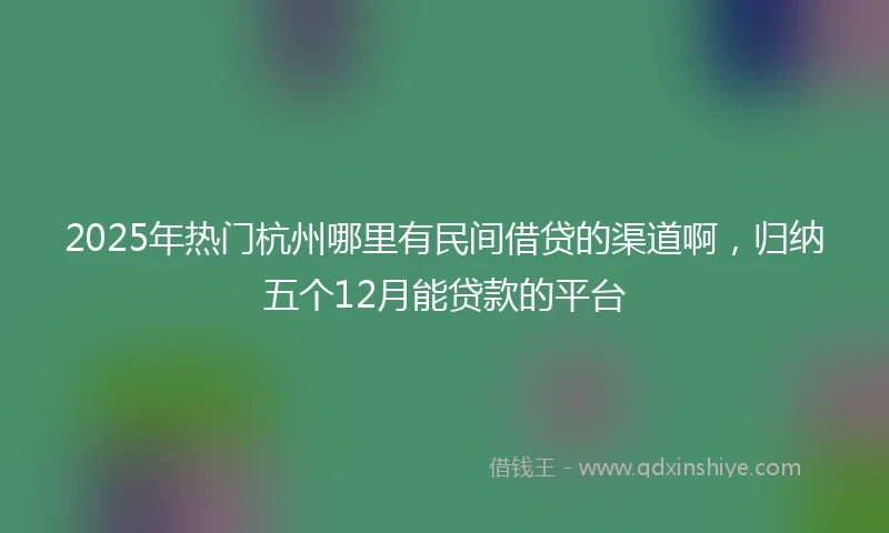 2025年热门杭州哪里有民间借贷的渠道啊，归纳五个12月能贷款的平台