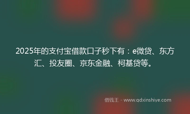 2025年的支付宝借款口子秒下有：e微贷、东方汇、投友圈、京东金融、柯基贷等。