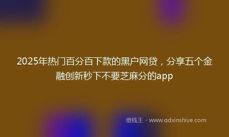 2025年热门百分百下款的黑户网贷,分享五个金融创新秒下不要芝麻分的app