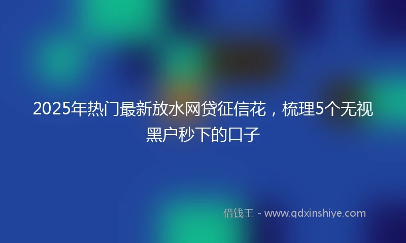2025年热门最新放水网贷征信花，梳理5个无视黑户秒下的口子