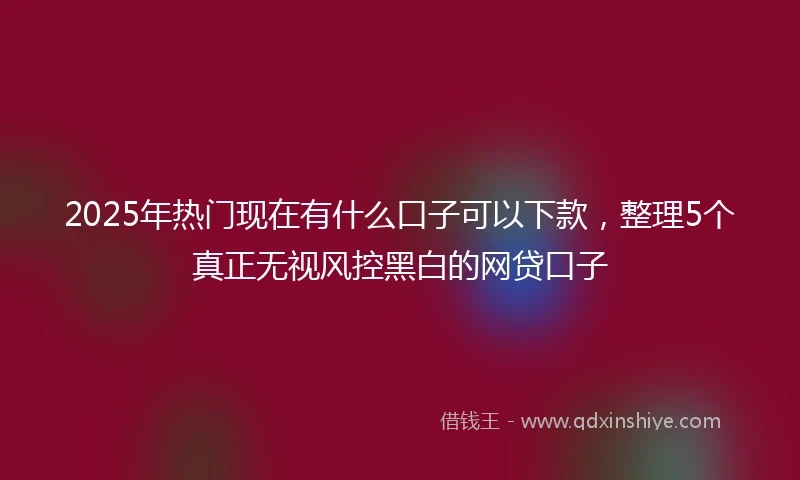 2025年热门现在有什么口子可以下款，整理5个真正无视风控黑白的网贷口子