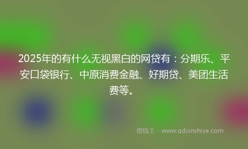 2025年的有什么无视黑白的网贷有：分期乐、平安口袋银行、中原消费金融、好期贷、美团生活费等。