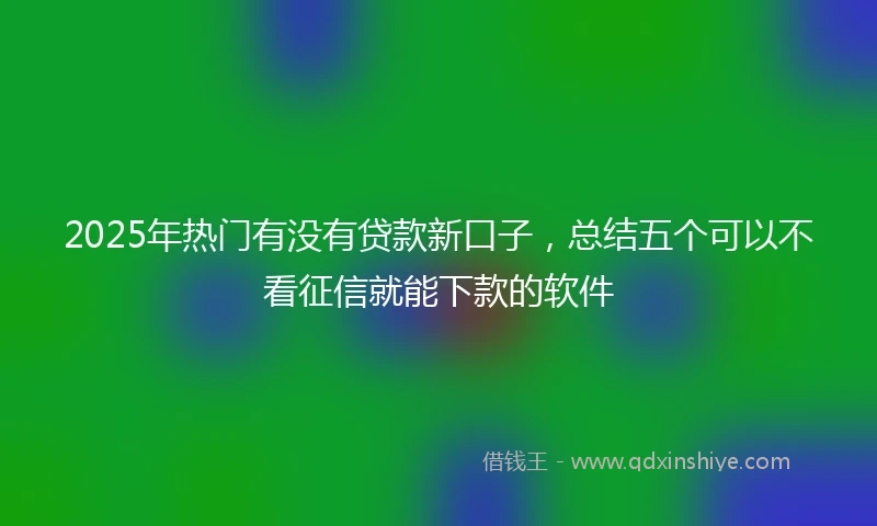 2025年热门有没有贷款新口子，总结五个可以不看征信就能下款的软件