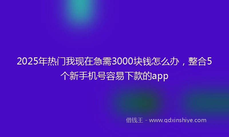 2025年热门我现在急需3000块钱怎么办，整合5个新手机号容易下款的app