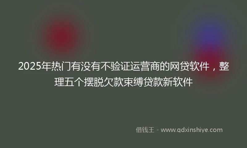 2025年热门有没有不验证运营商的网贷软件，整理五个摆脱欠款束缚贷款新软件