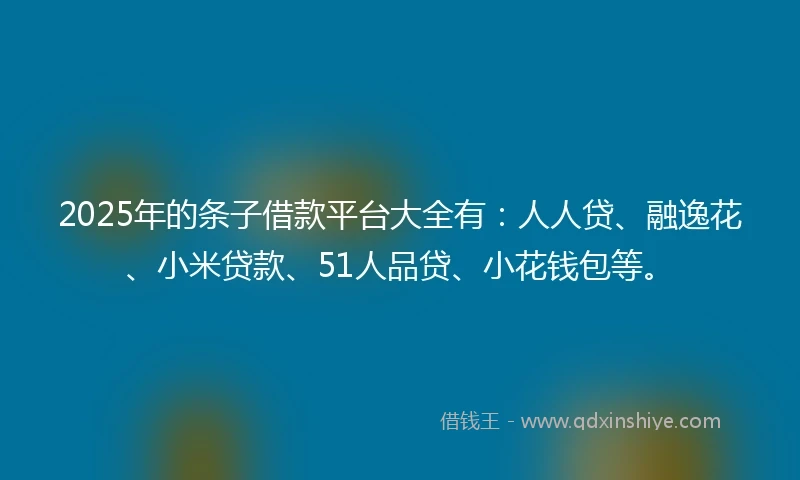 2025年的条子借款平台大全有：人人贷、融逸花、小米贷款、51人品贷、小花钱包等。